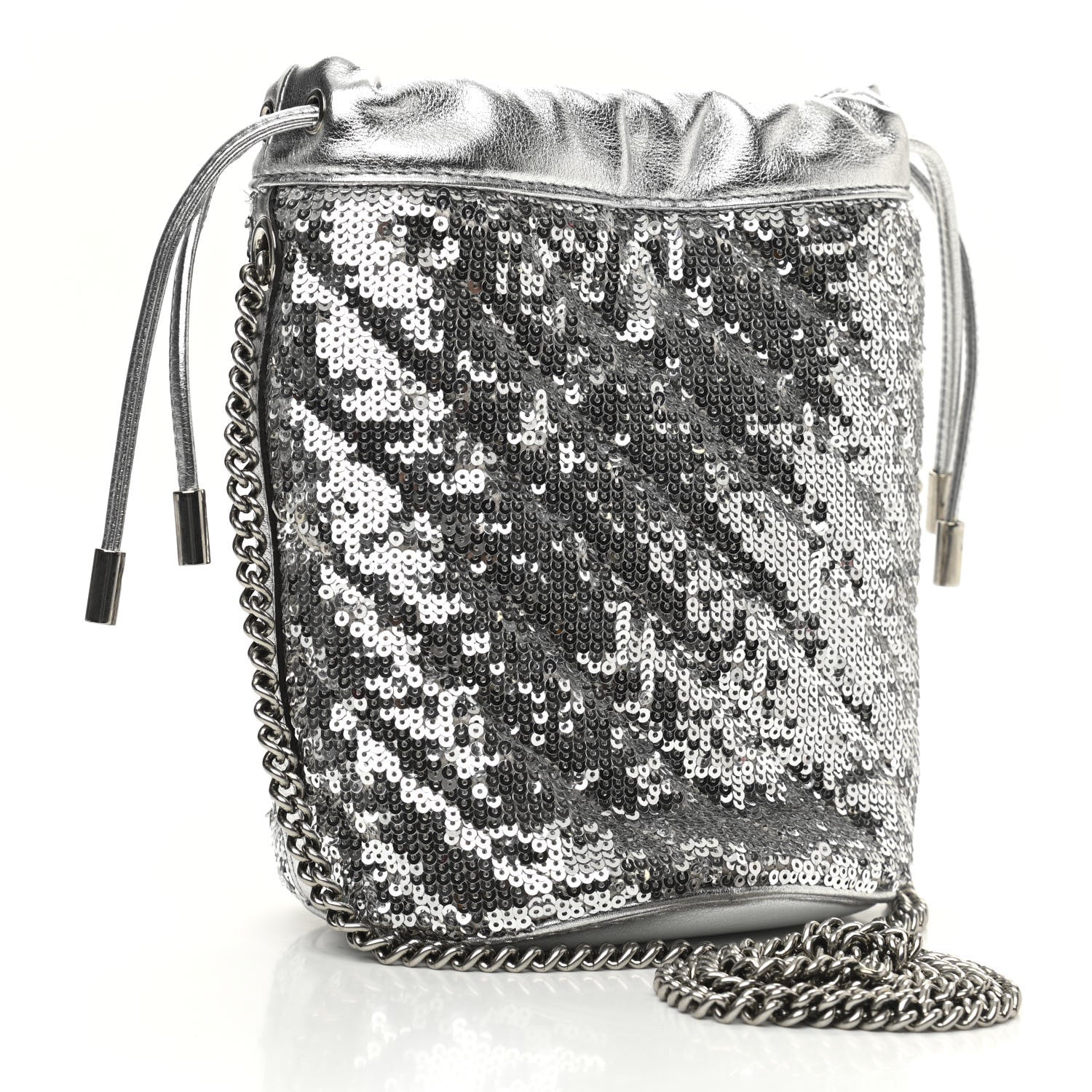 Gucci Sequin Mini GG Marmont 2.0 Bucket Bag Silver 5 of 10