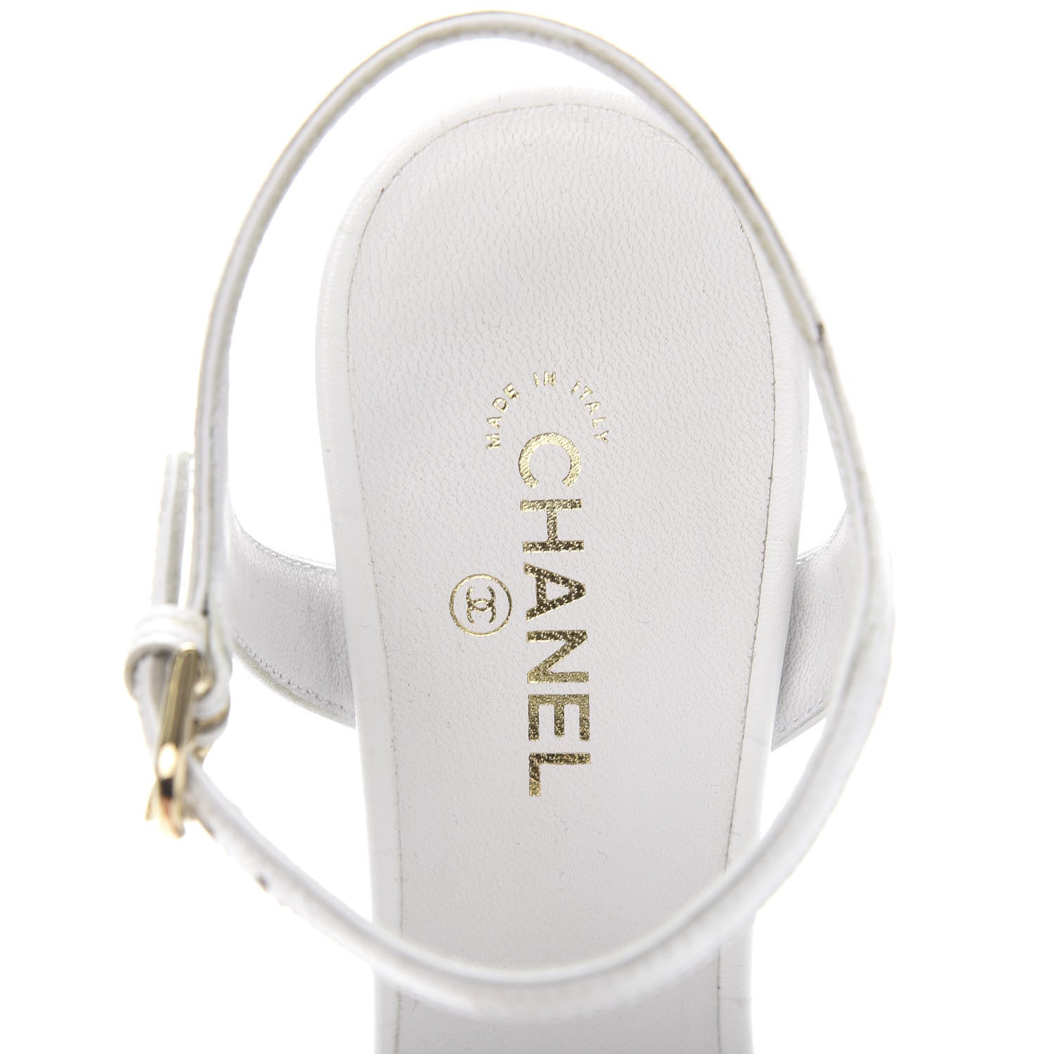 Chanel Calfskin Crocodile Embossed Sandal 38 White 7 of 10
