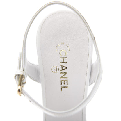 Chanel Calfskin Crocodile Embossed Sandal 38 White 7 of 10