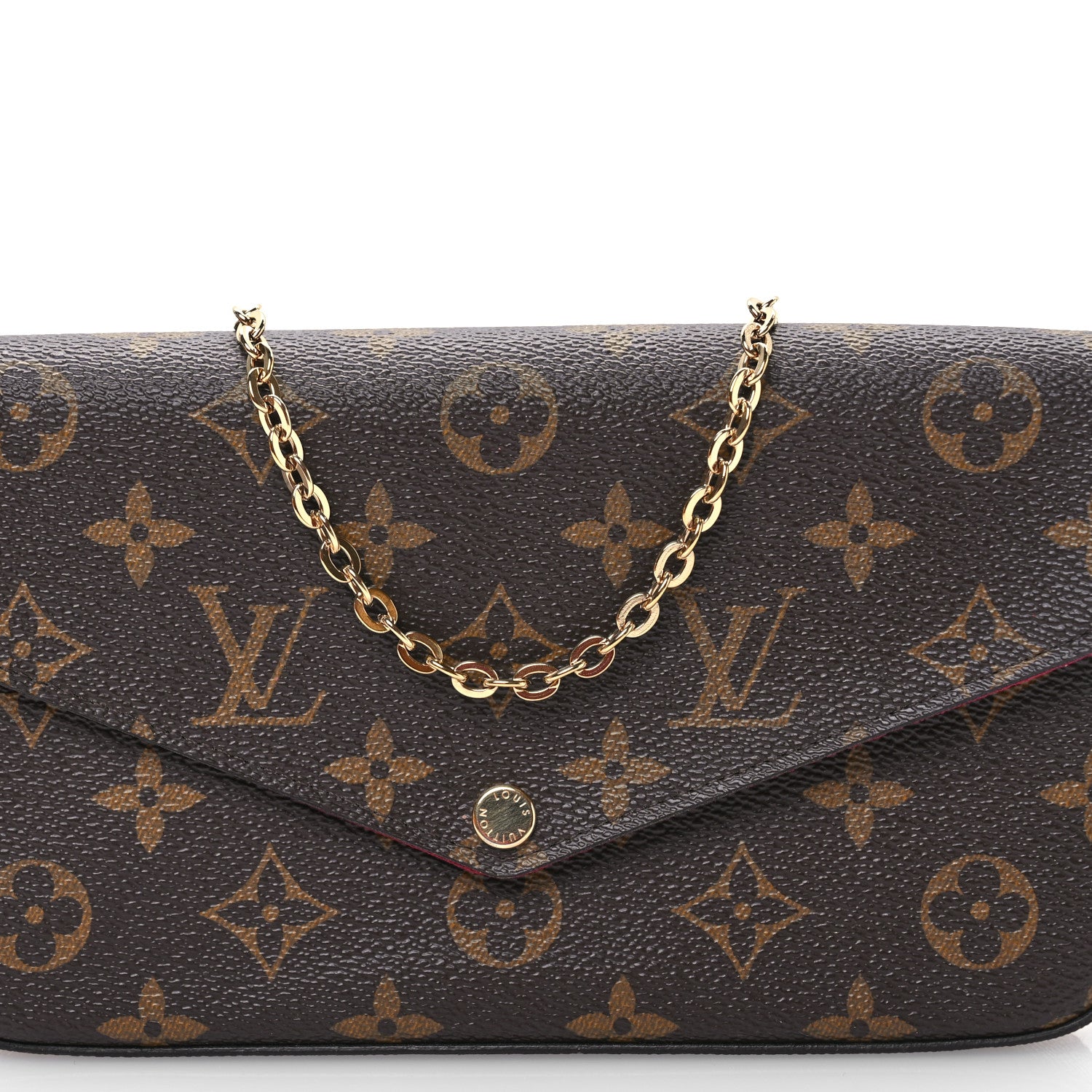 Louis Vuitton Monogram Pochette Felicie Chain Wallet Fuchsia 9 of 13