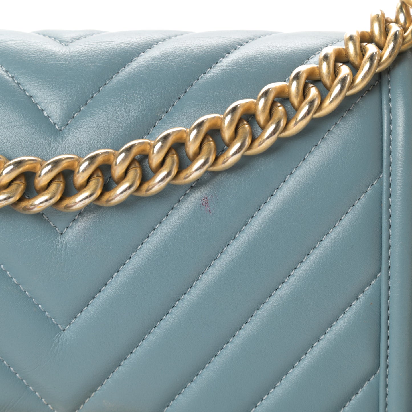 Calfskin Chevron Quilted Medium Boy Flap Blue