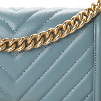 Chanel Calfskin Chevron Quilted Medium Boy Flap Blue 18 of 19