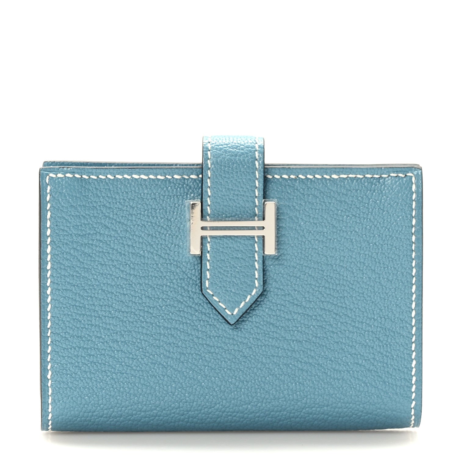 Hermes Chevre Mysore Bearn Card Holder Wallet New Bleu Jean 1 of 9