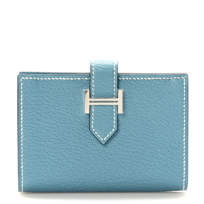Hermes Chevre Mysore Bearn Card Holder Wallet New Bleu Jean 1 of 9