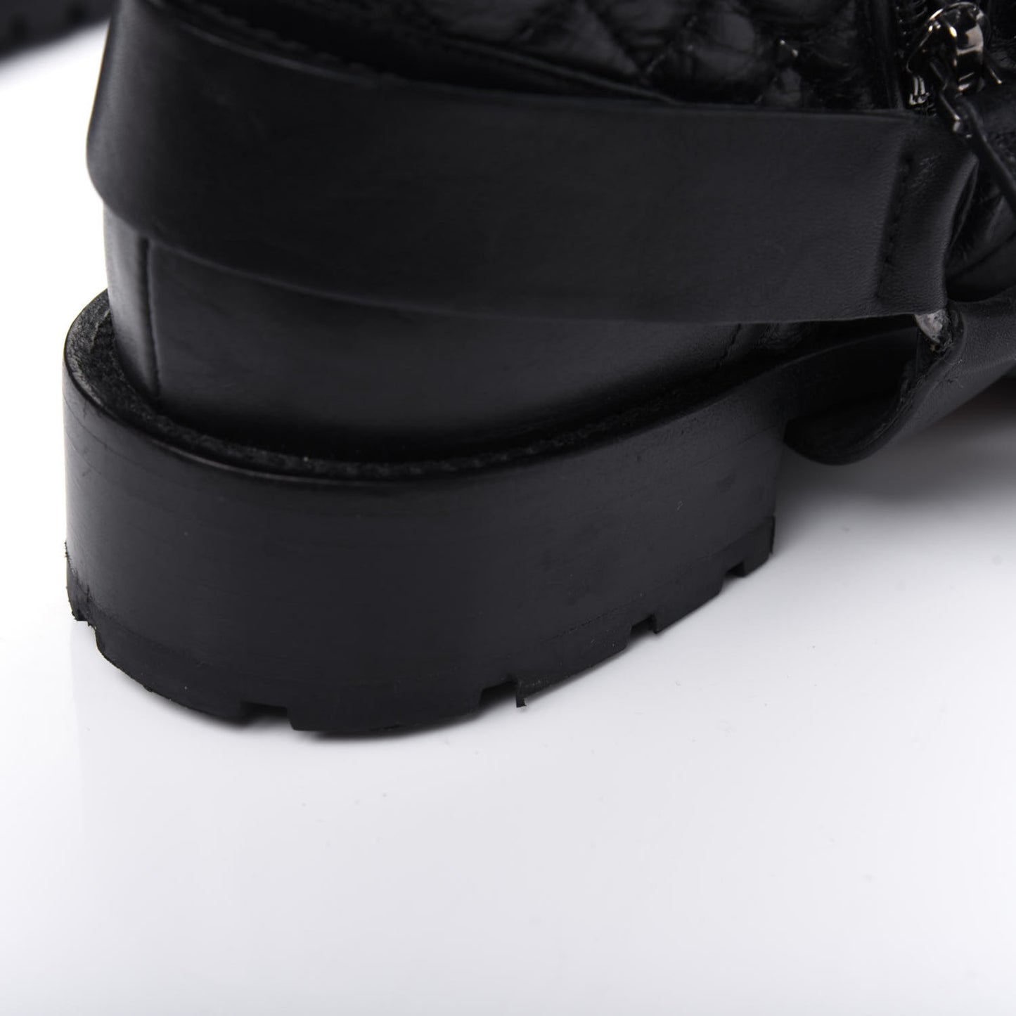 Crackled Lambskin Rockstud Spike 20mm Combat Boots 37.5 Black