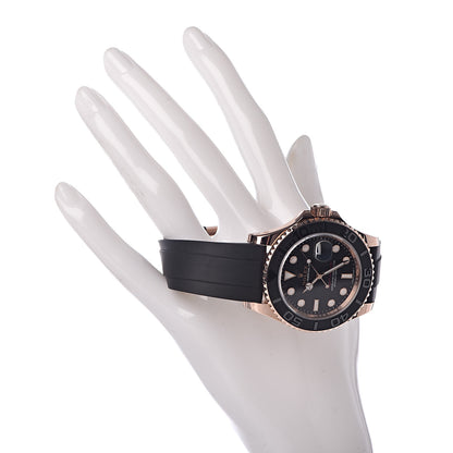 Rolex 18K Everose Gold Oysterflex 40mm Oyster Perpetual Date Yacht-Master Watch Black 116655 2 of 11