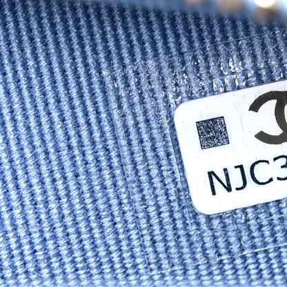 Chanel Denim Printed Chain Clutch Dark Blue 6 of 10