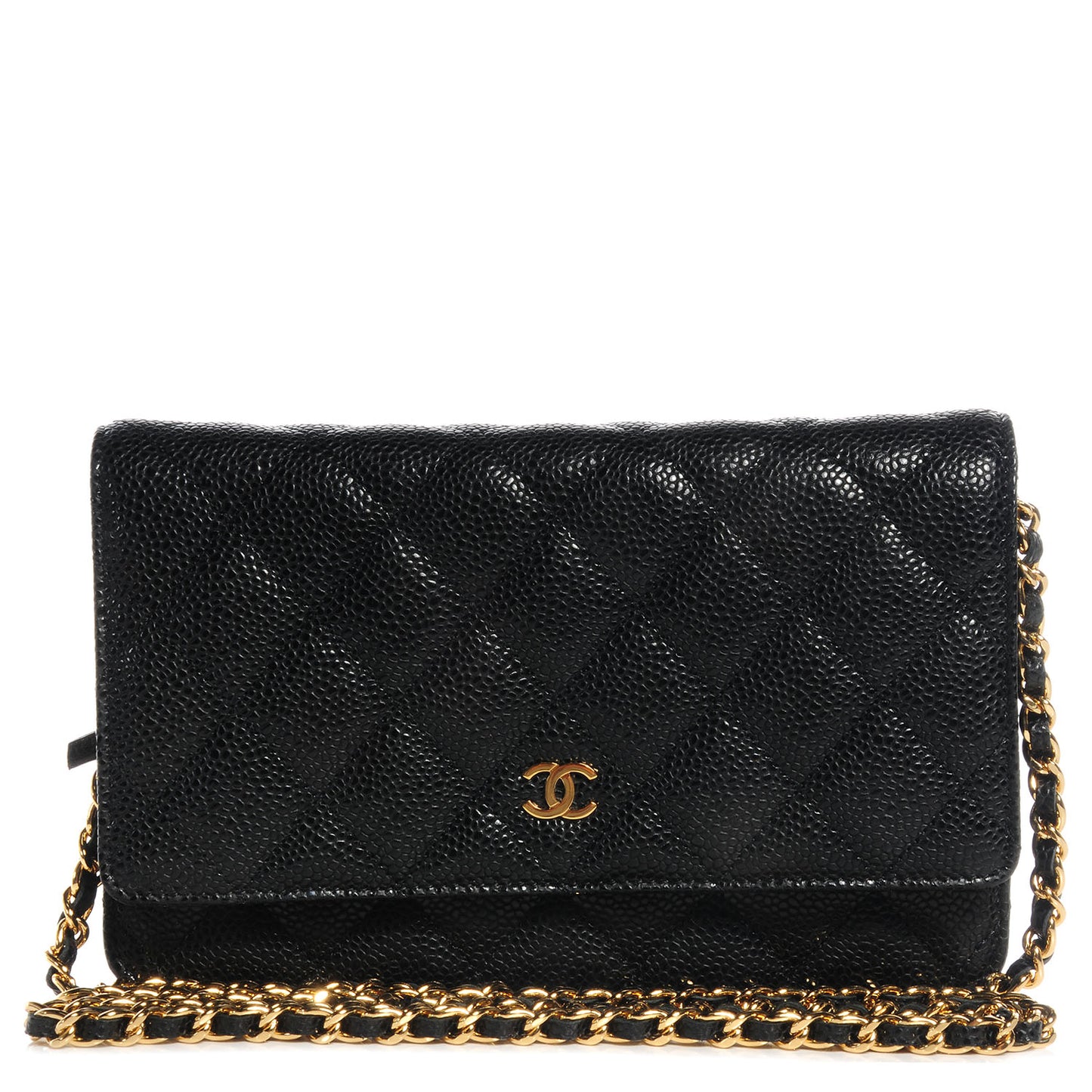 Caviar Quilted Wallet On Chain WOC Black