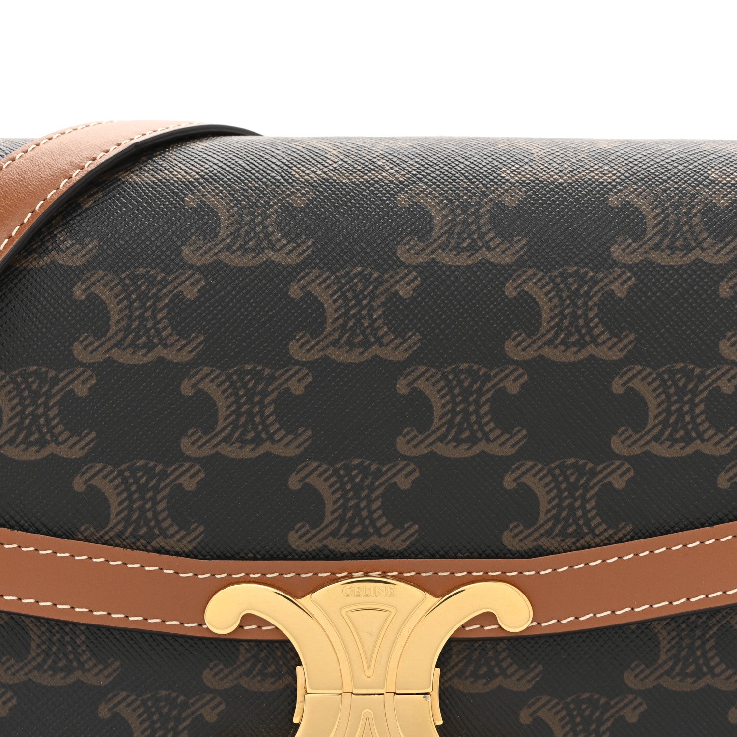 Celine Calfskin Triomphe Canvas Teen Triomphe Bag Tan 8 of 12
