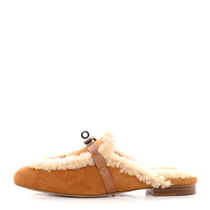 Hermes Suede Goatskin Calfskin Woolskin Oz Mules 36 Naturel 1 of 11