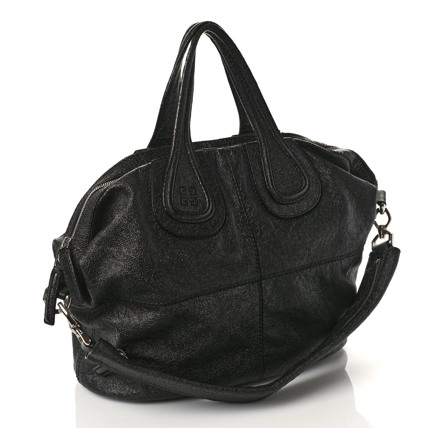 Glazed Pebbled Calfskin Medium Nightingale Black