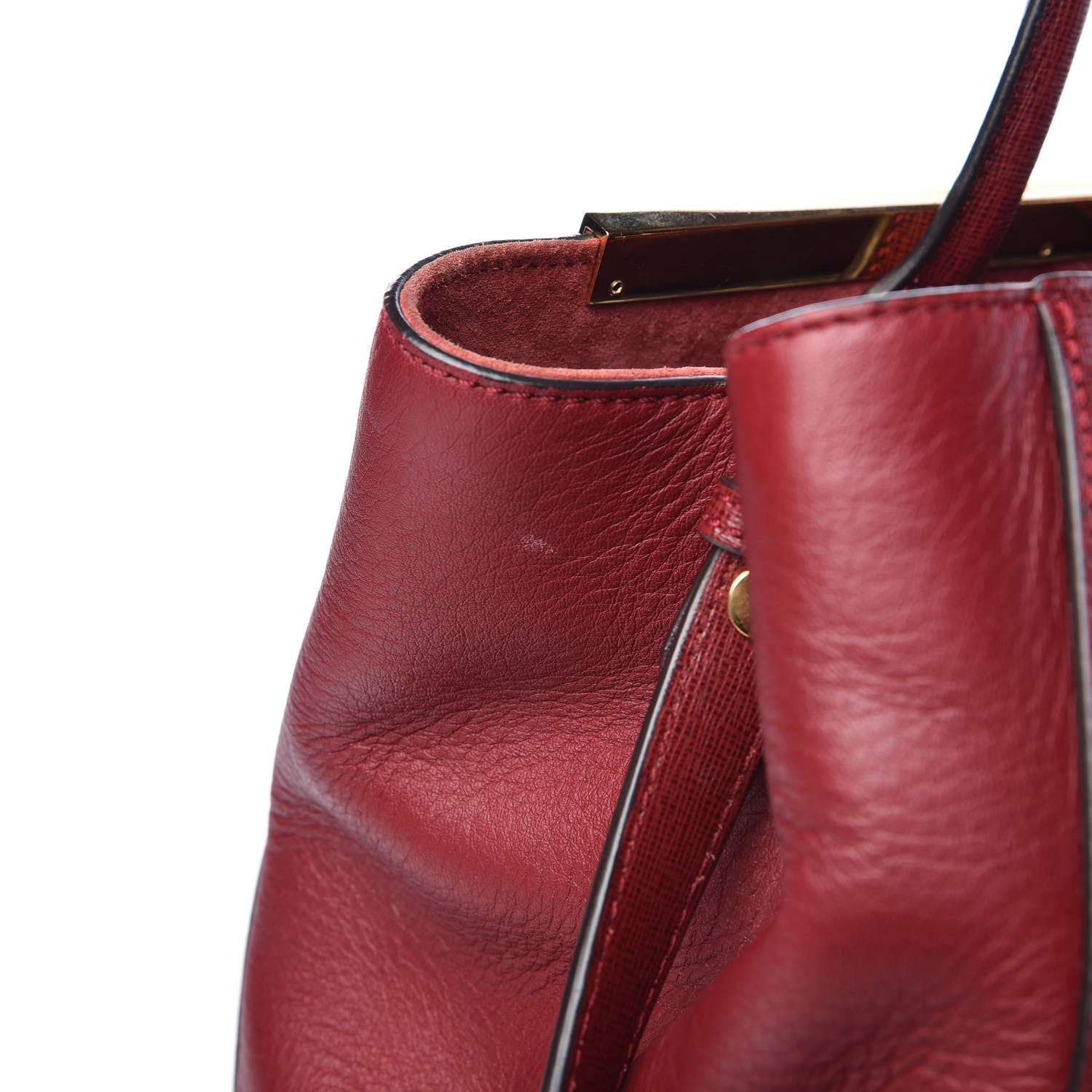 Fendi Vitello Elite Regular 2Jours Tote Rosso Scuro Ciliegia 10 of 18