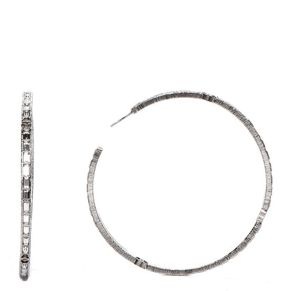 Chanel Baguette Crystal CC Hoop Earrings Silver 1 of 6