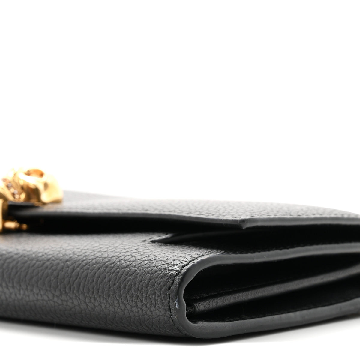 Alexander McQueen Pebbled Calfskin Skull Wallet on Chain Black 9 of 10