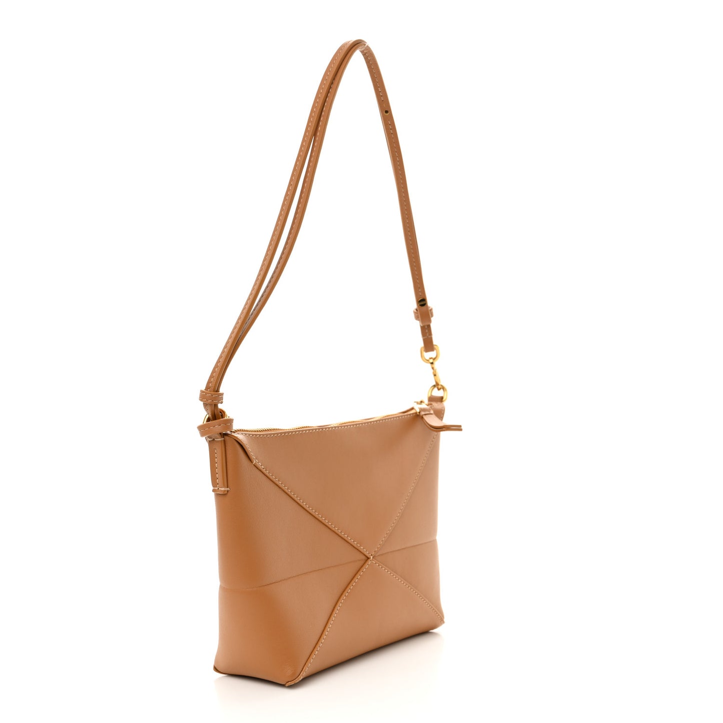 Shiny Calfskin Puzzle Fold Pouch Warm Desert