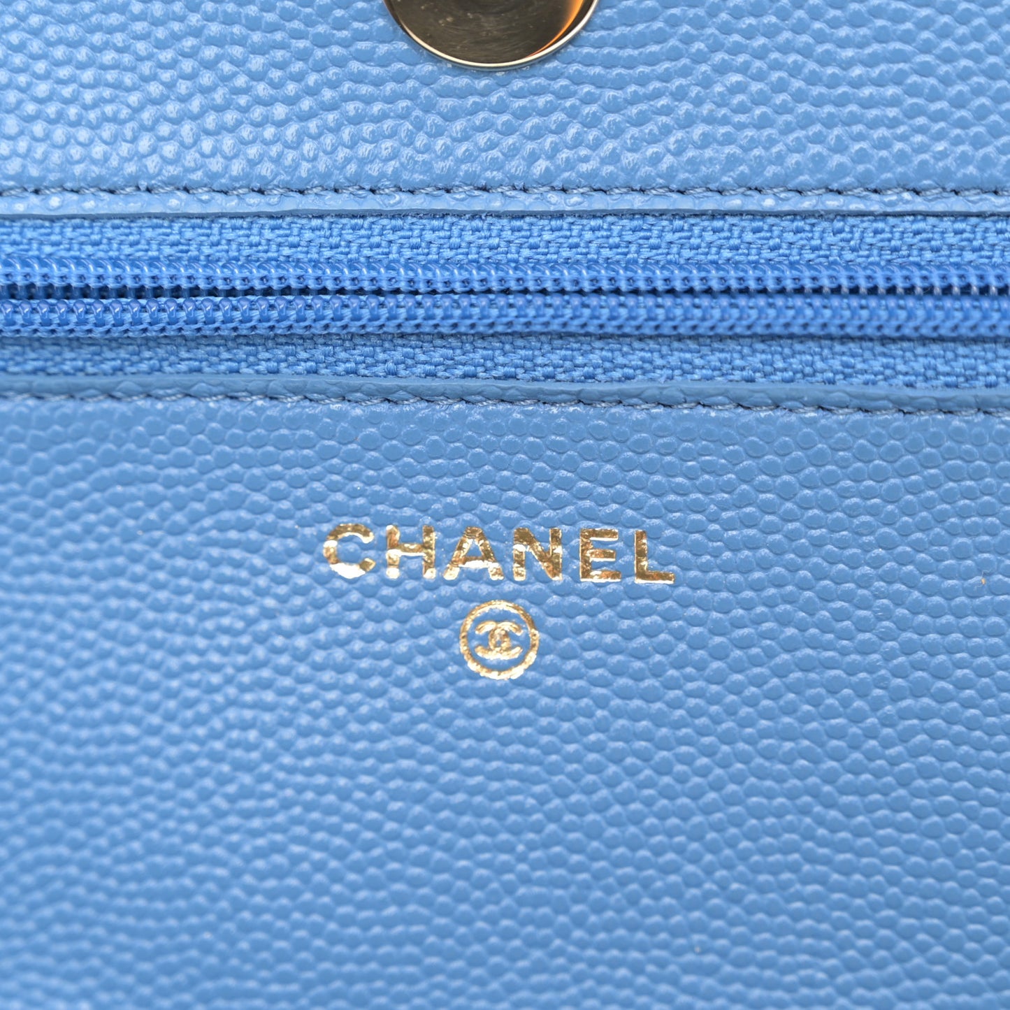 Caviar Quilted Wallet on Chain WOC Blue