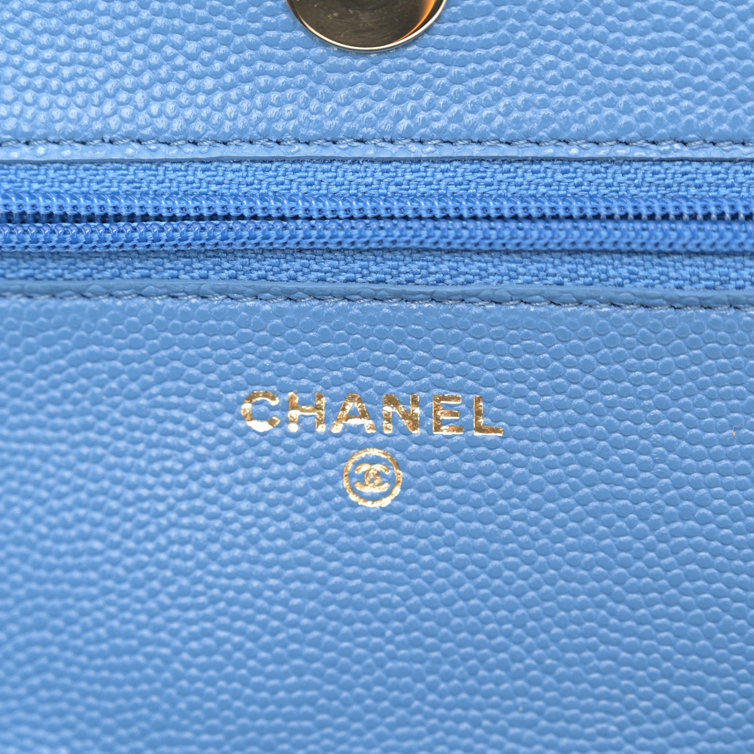 Chanel Caviar Quilted Wallet on Chain WOC Blue 6 of 10