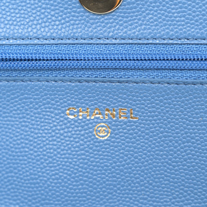 Chanel Caviar Quilted Wallet on Chain WOC Blue 6 of 10