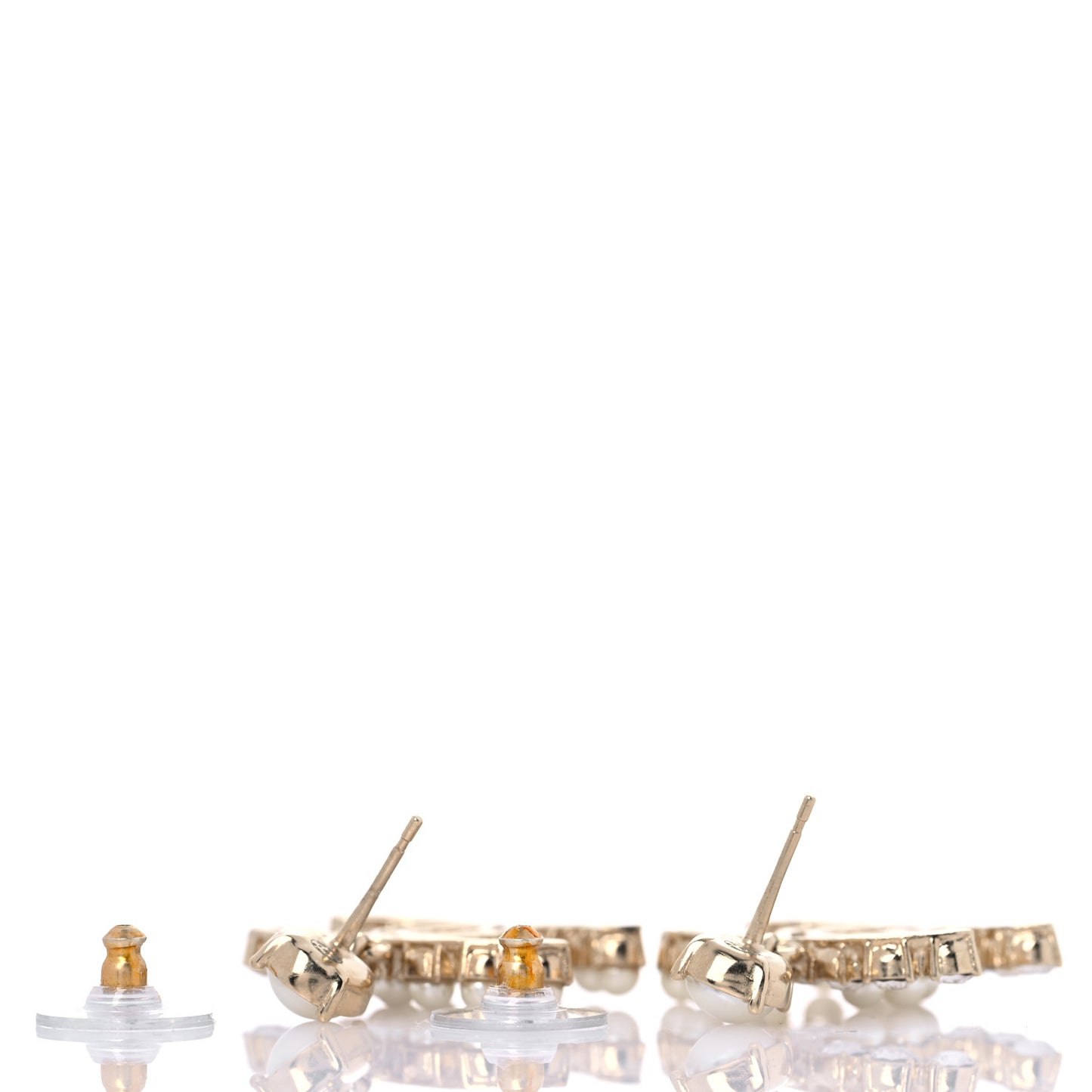 Crystal Pearl Dazzling Domino CC Drop Earrings Gold