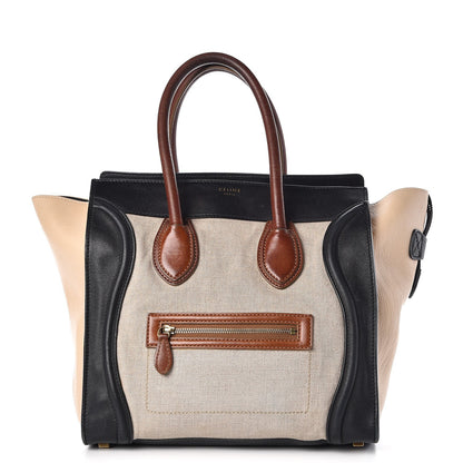 Celine Calfskin Linen Mini Tri-Color Luggage Beige 1 of 11