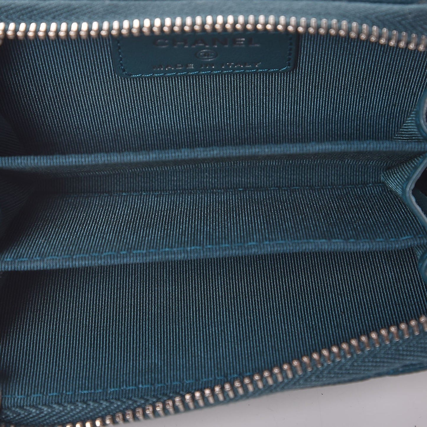 Caviar Quilted Zip Around Coin Purse Dark Turquoise