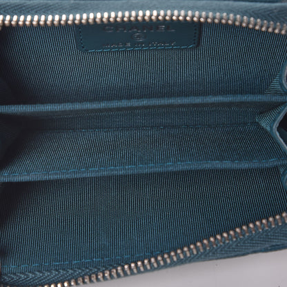 Chanel Caviar Quilted Zip Around Coin Purse Dark Turquoise 5 of 8