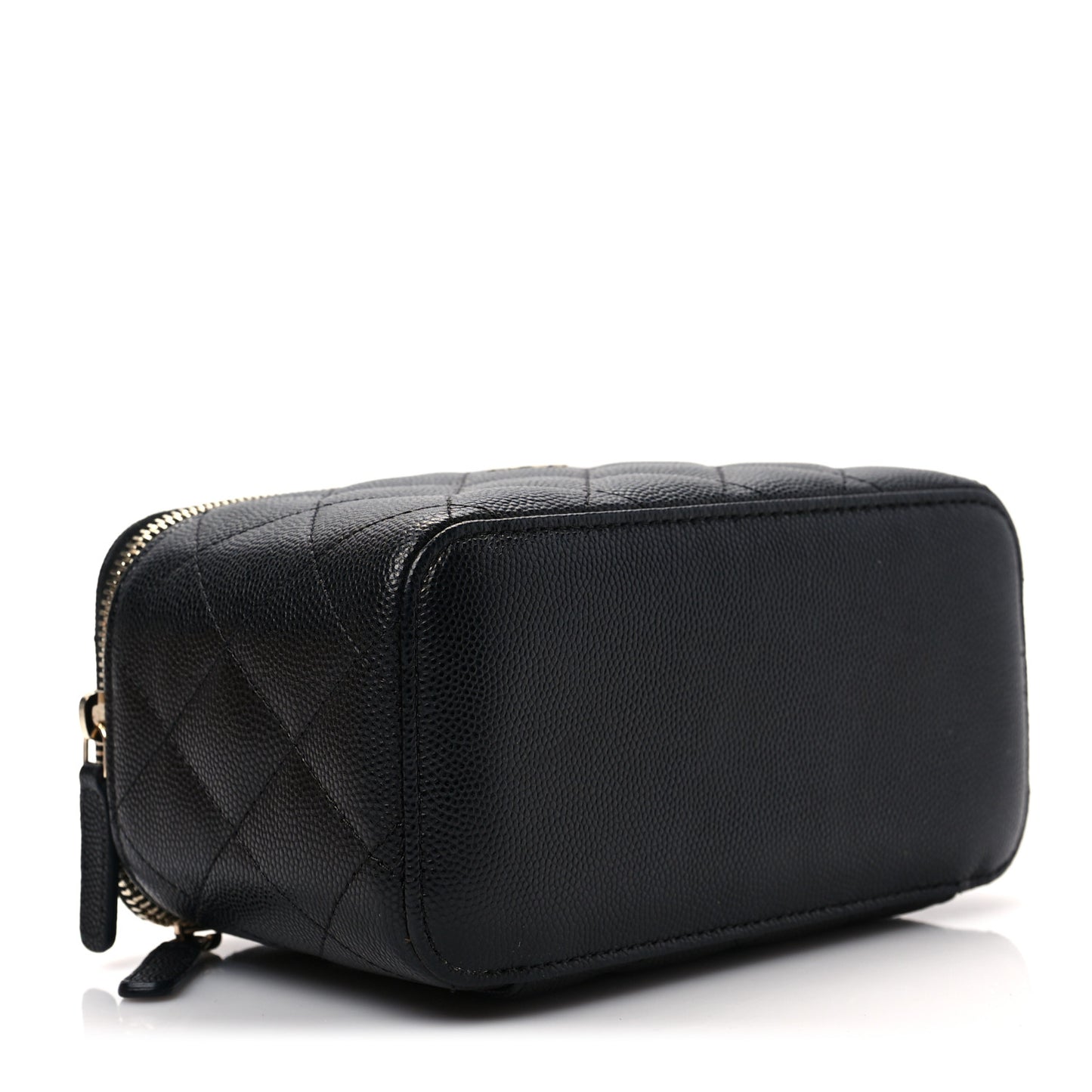 Caviar Quilted Small Vanity Case With Chain Black