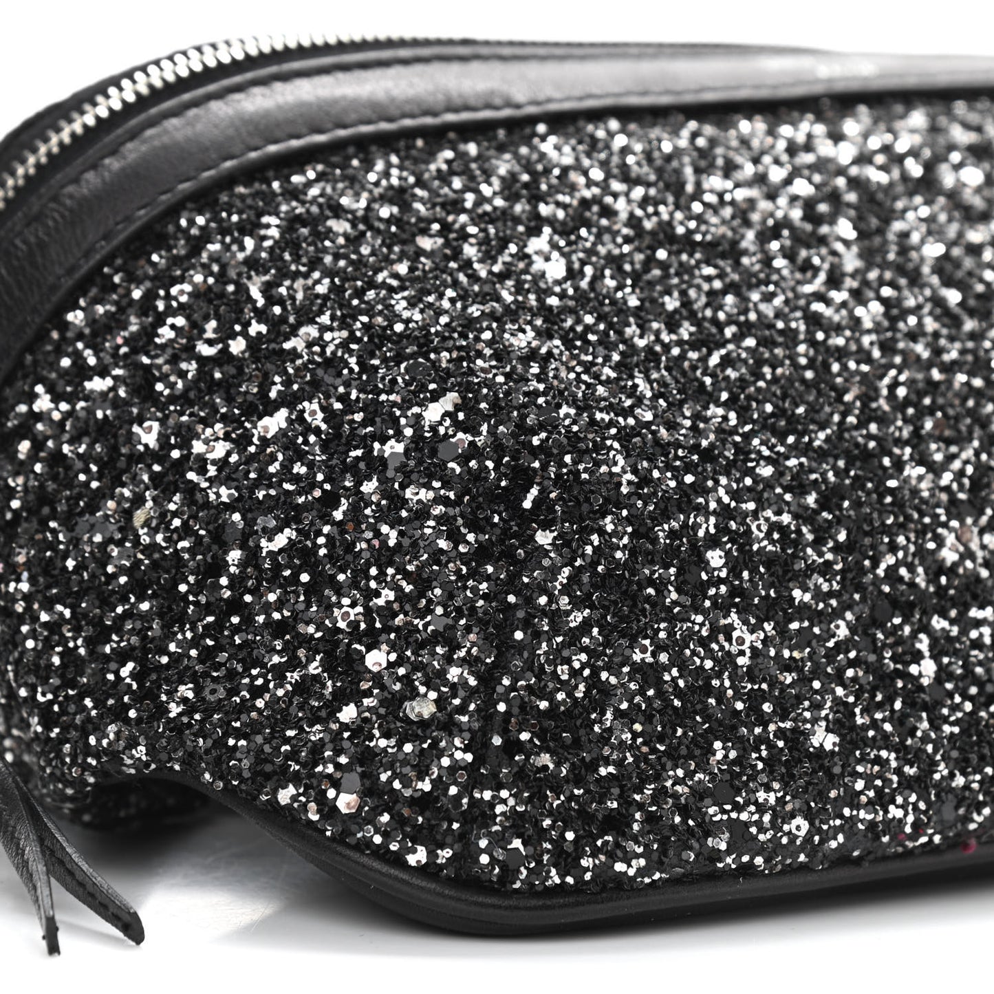 Lambskin Glitter Belt Bag Metallic Black