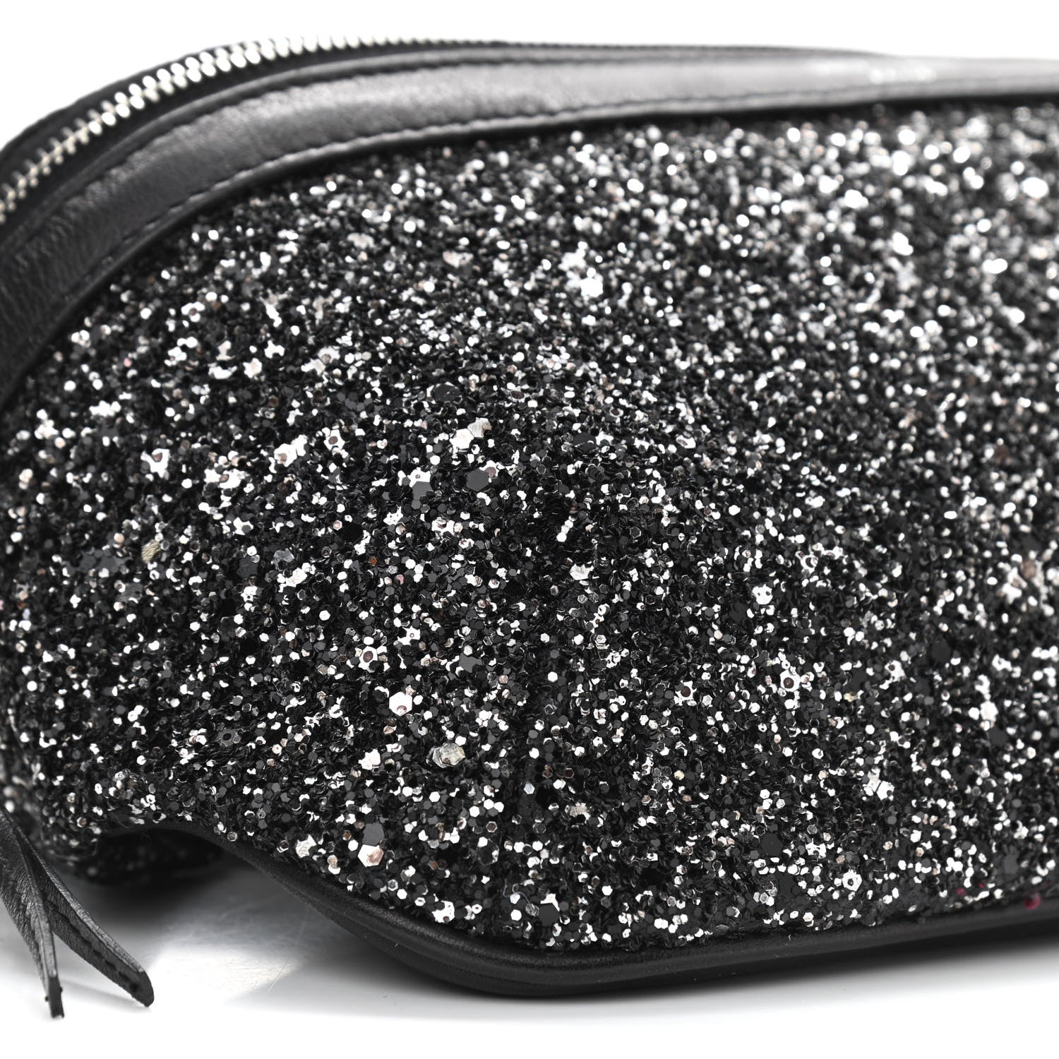 Saint Laurent Lambskin Glitter Belt Bag Metallic Black 9 of 11