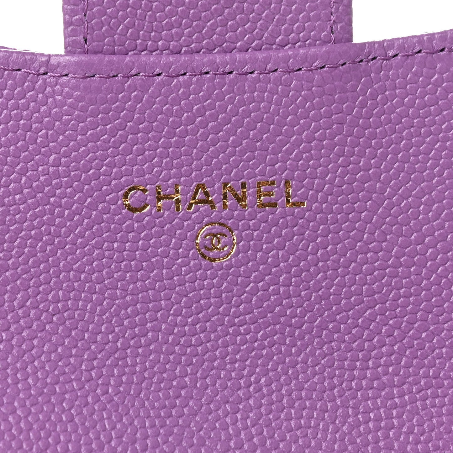 Caviar Quilted Flap Card Holder Wallet Purple