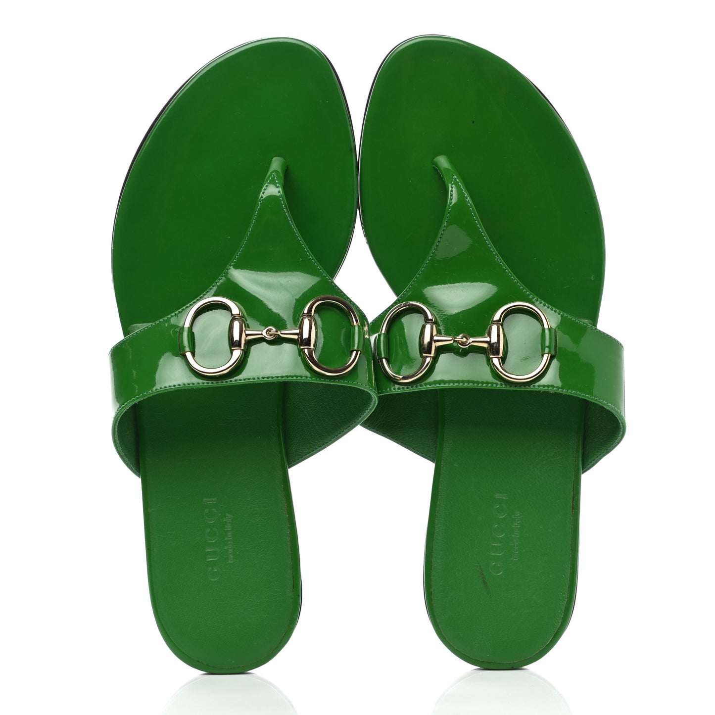 Patent Horsebit Thong Sandals 36.5 Green