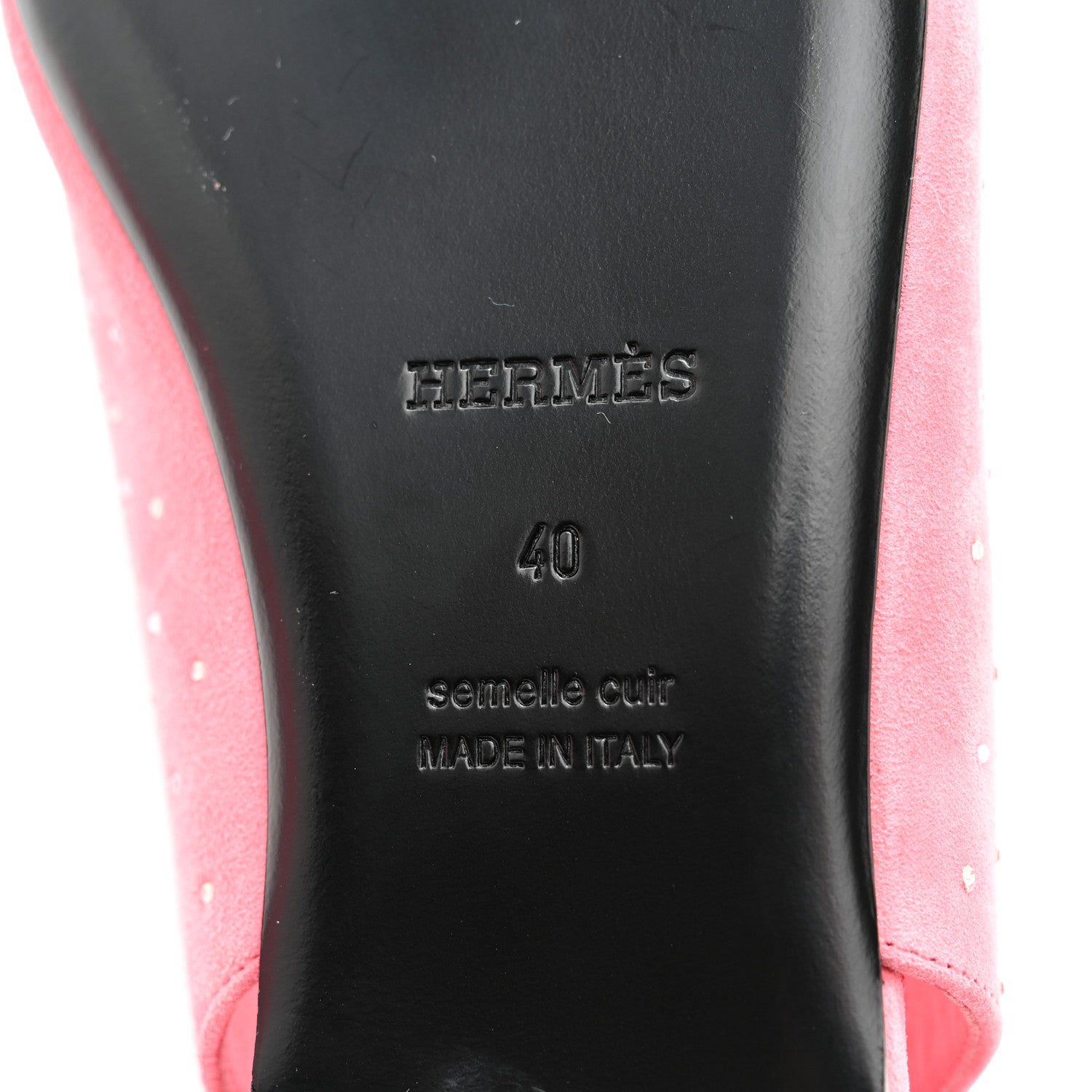 Hermes Suede Goatskin Rhinestone Brillante Ballet Flats 40 Rose Jaipur 7 of 11