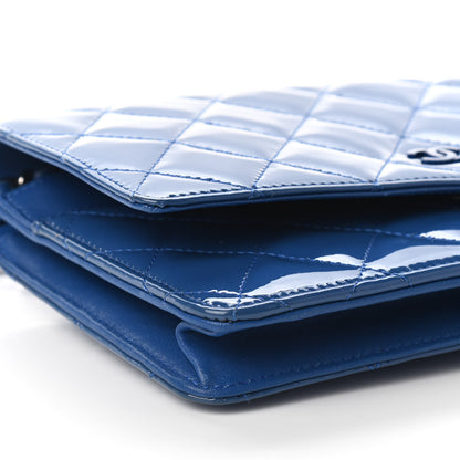 Chanel Patent Quilted Wallet On Chain WOC Dark Blue 8 of 9
