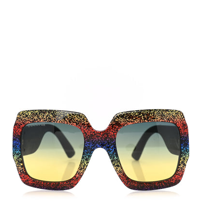 Gucci Square Frame GG0102S Sunglasses Glitter Gold Multi 2 of 10