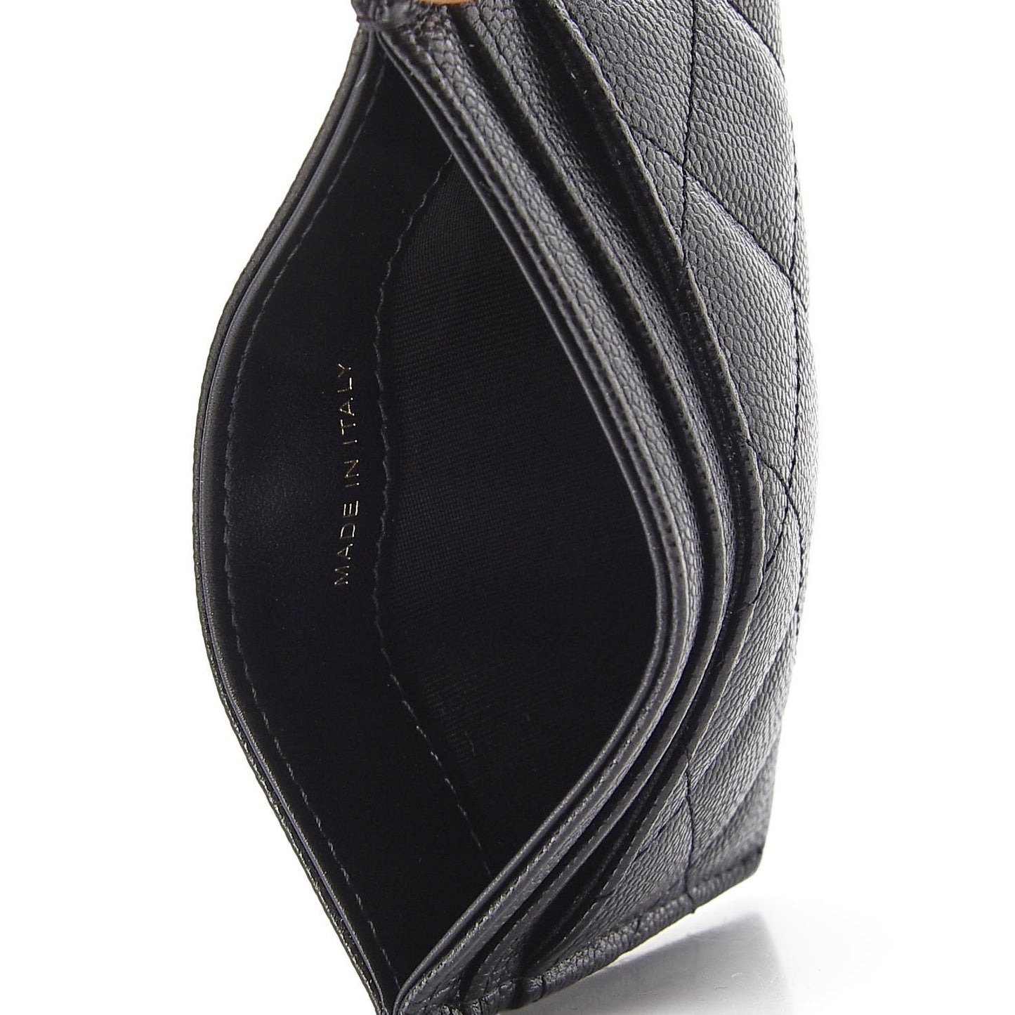 Caviar Quilted French New Wave Card Holder Black