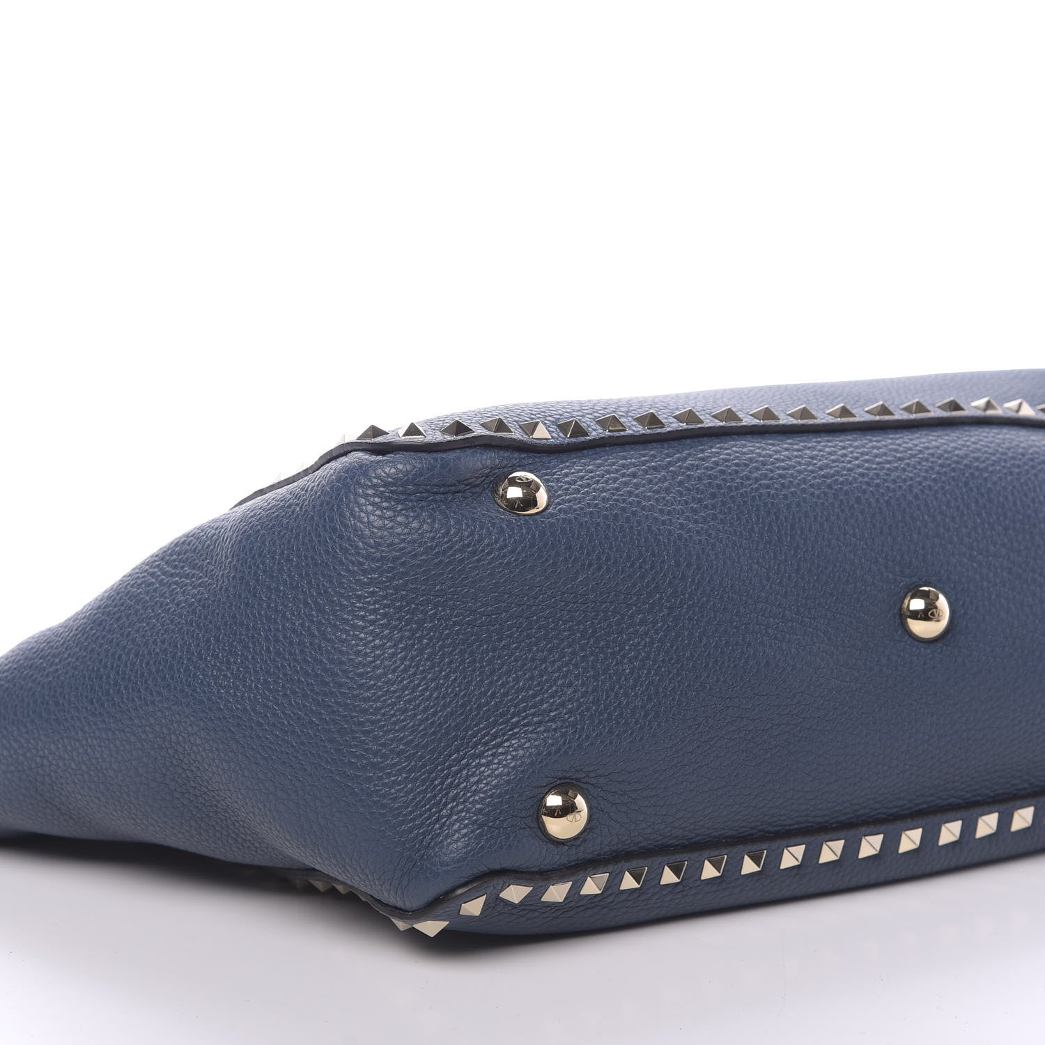 Valentino Garavani Pebbled Calfskin Medium Rockstud Tote Peacock 7 of 9
