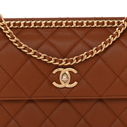 Chanel Caviar Quilted Chain Frame Flap Light Brown 7 of 10