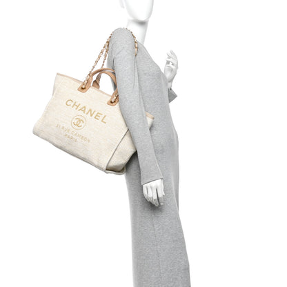 Chanel Canvas Medium Deauville Tote Light Beige 2 of 10