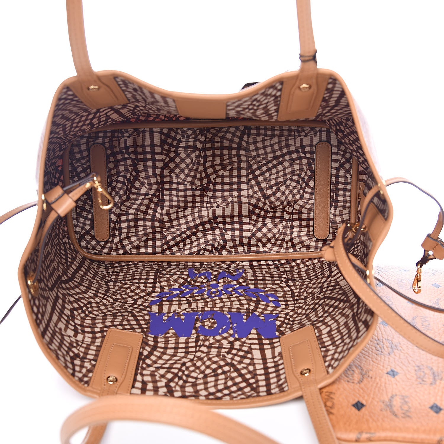 MCM Visetos Medium Liz Reversible Shopper Tote Cognac 10 of 16