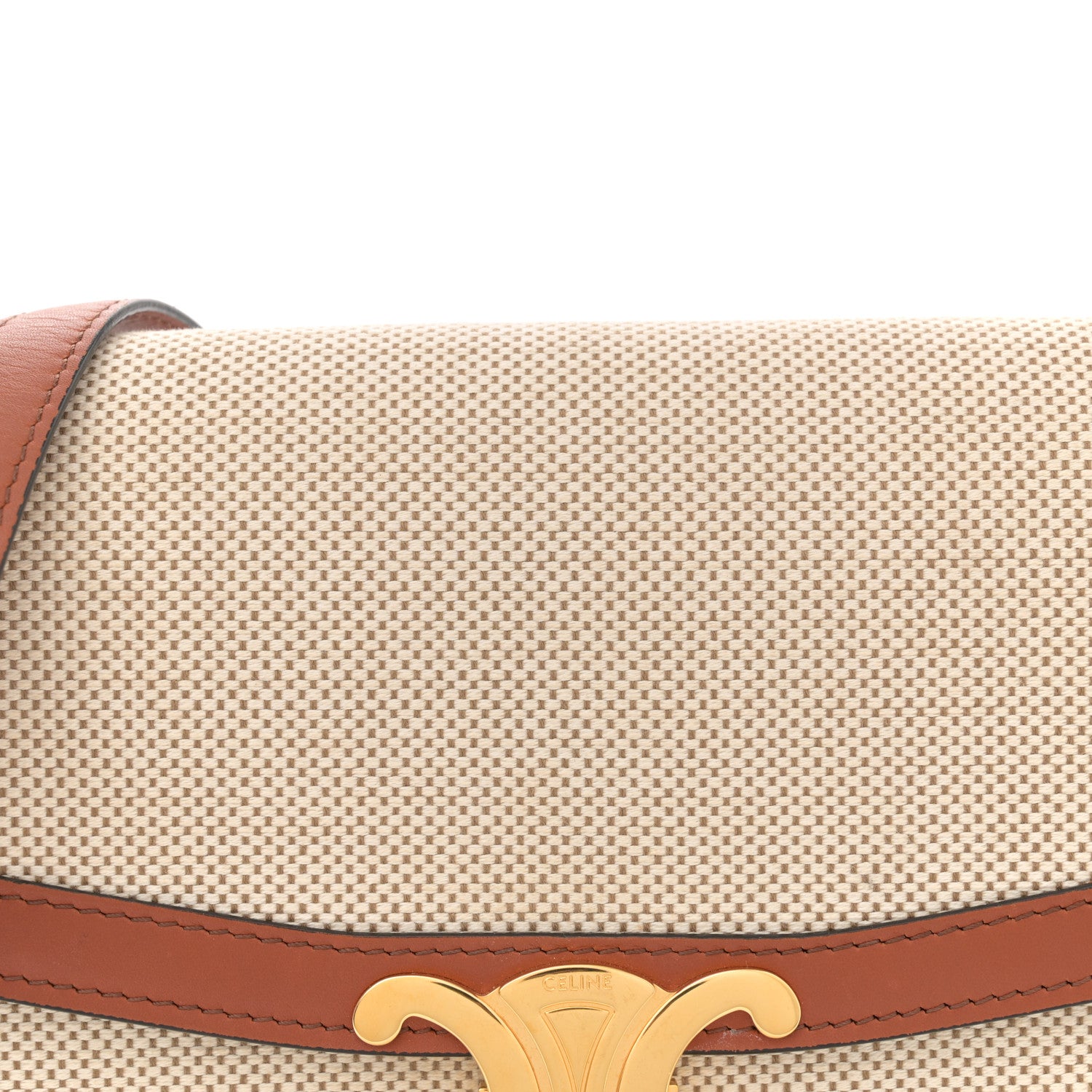 Celine Textile Natural Calfskin Teen Triomphe White Tan 8 of 12