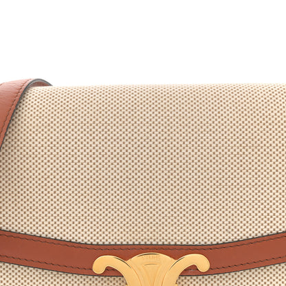 Celine Textile Natural Calfskin Teen Triomphe White Tan 8 of 12