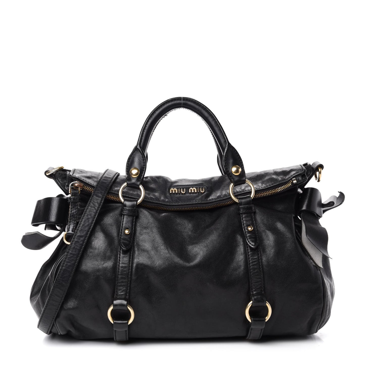 Vitello Lux Bow Tote Black
