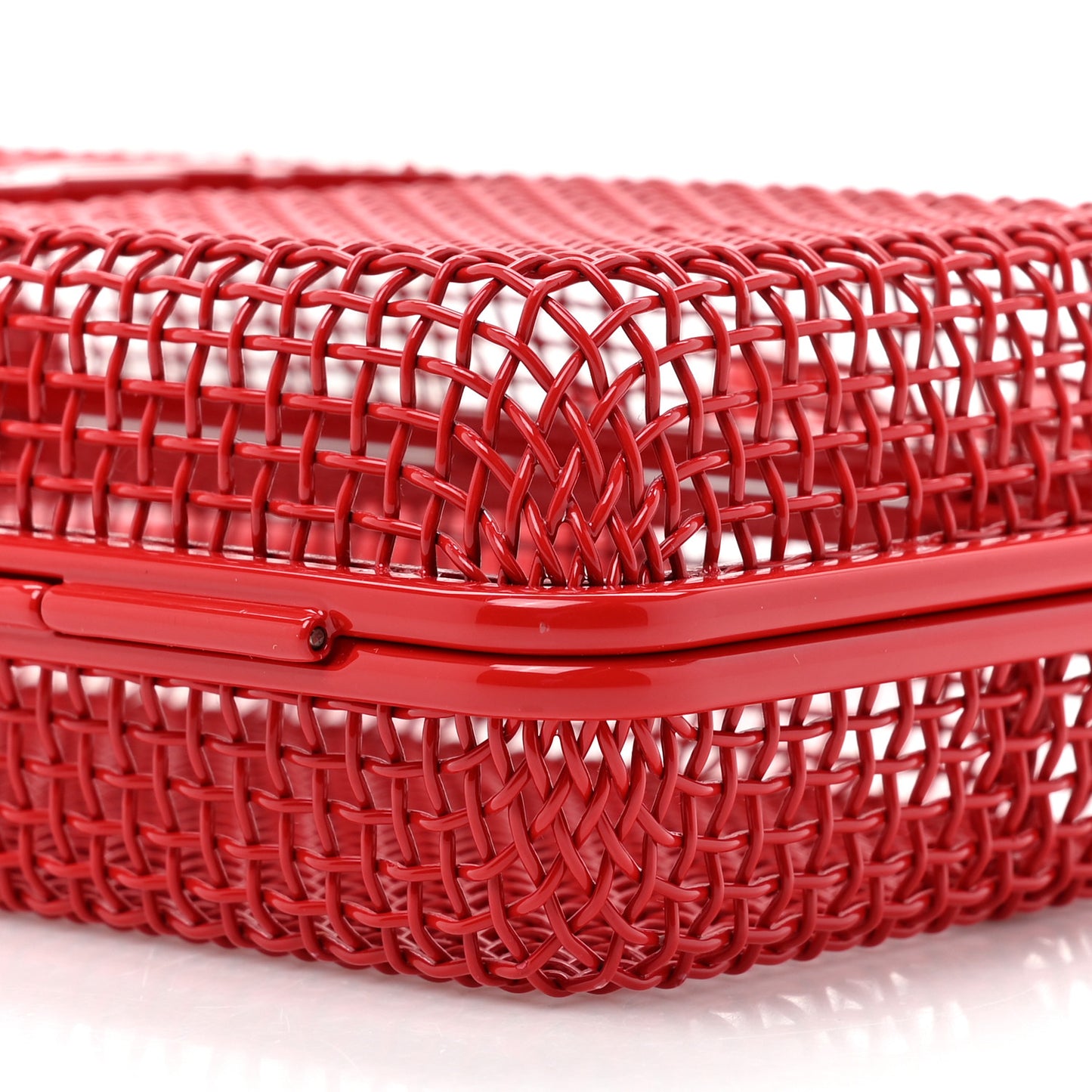 Brass Lambskin Monogram Cassandre Cage Bag Rouge Flamme