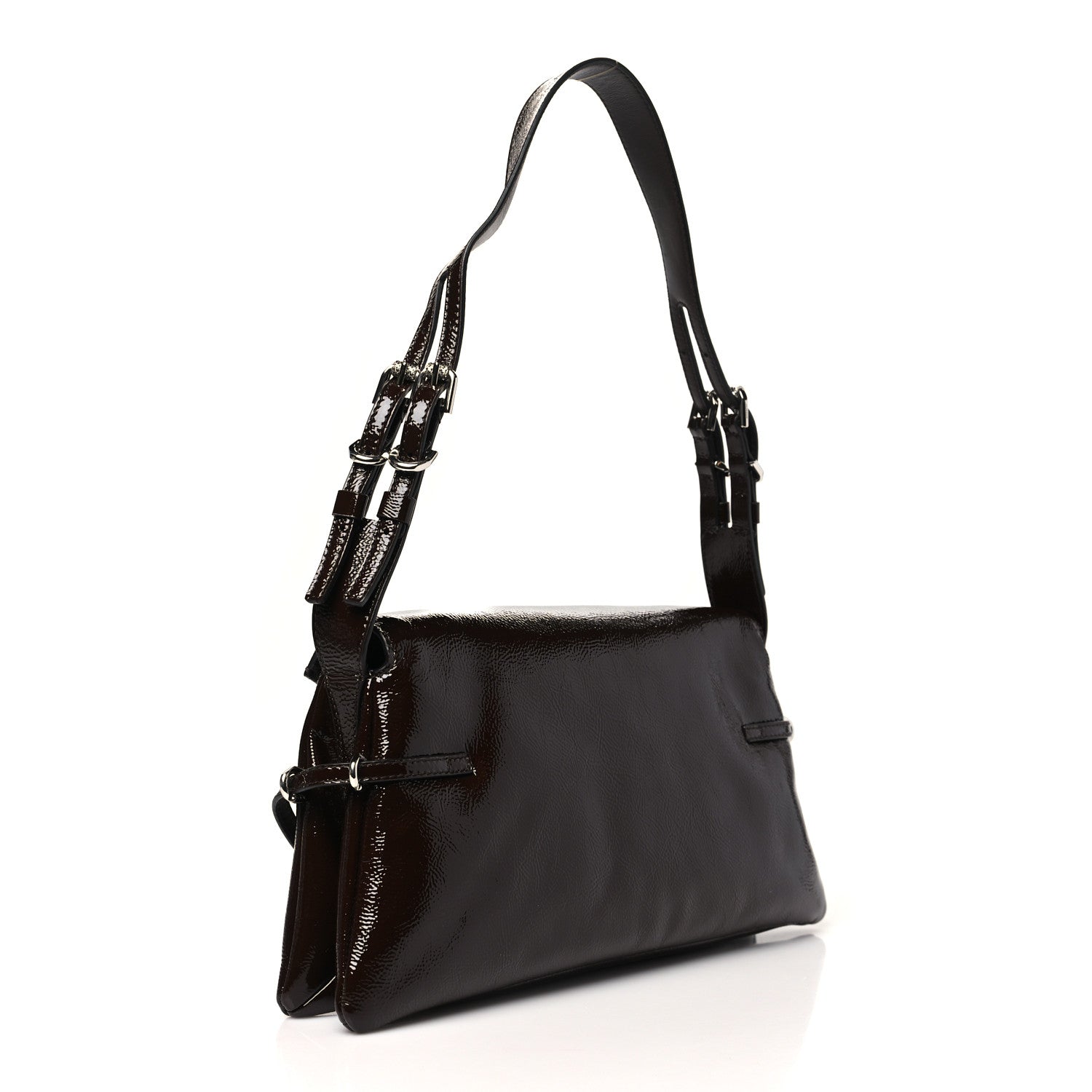 Givenchy Patent Calfskin Small P'tit Voyou Shoulder Bag Ebony Brown 3 of 10