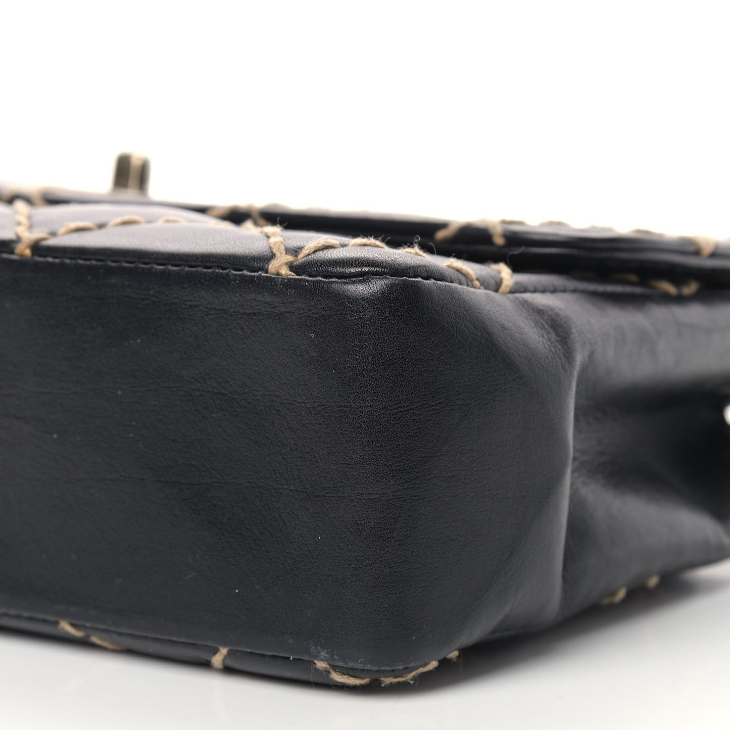 Calfskin Wild Stitch Jumbo Flap Black