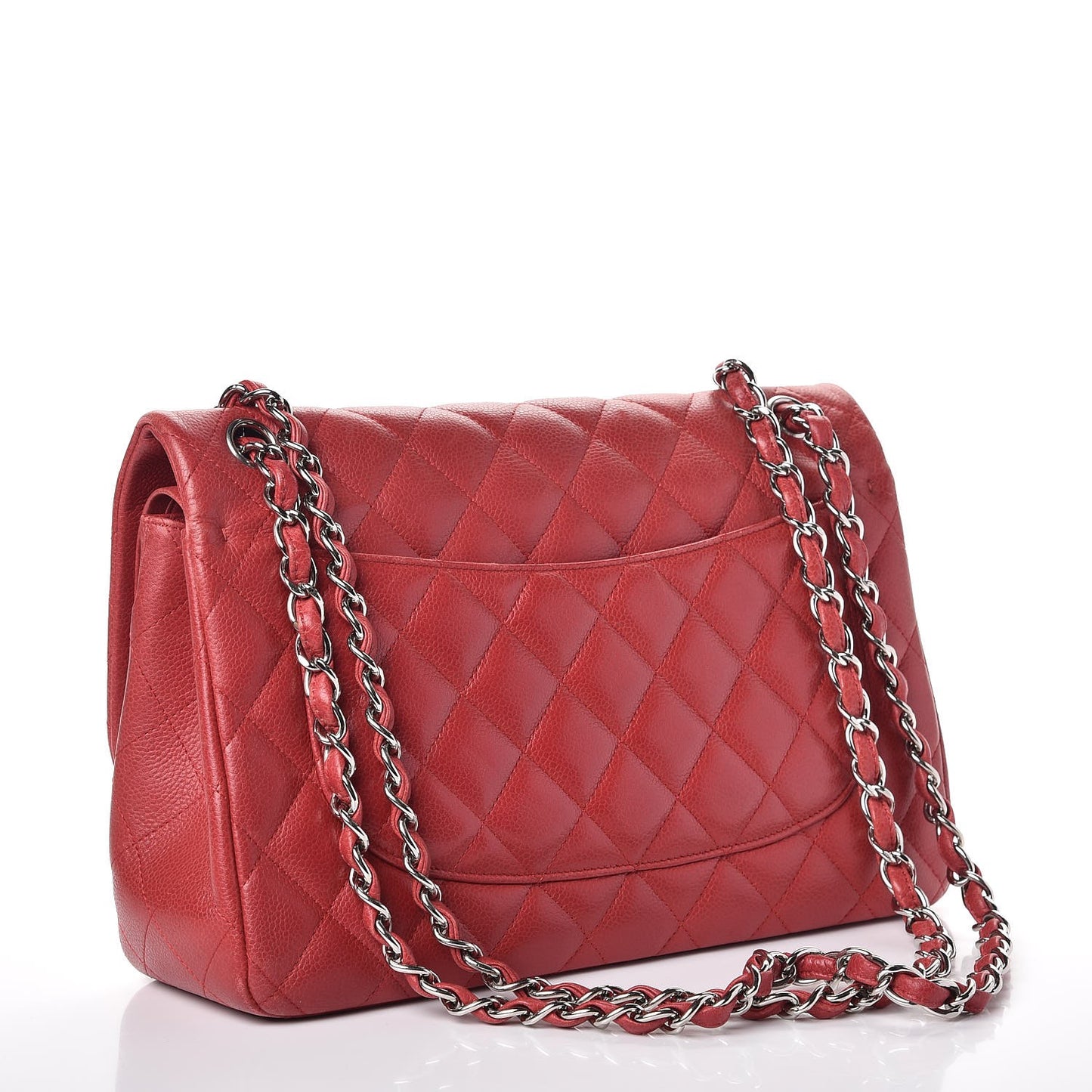 Caviar Quilted Jumbo Double Flap Red