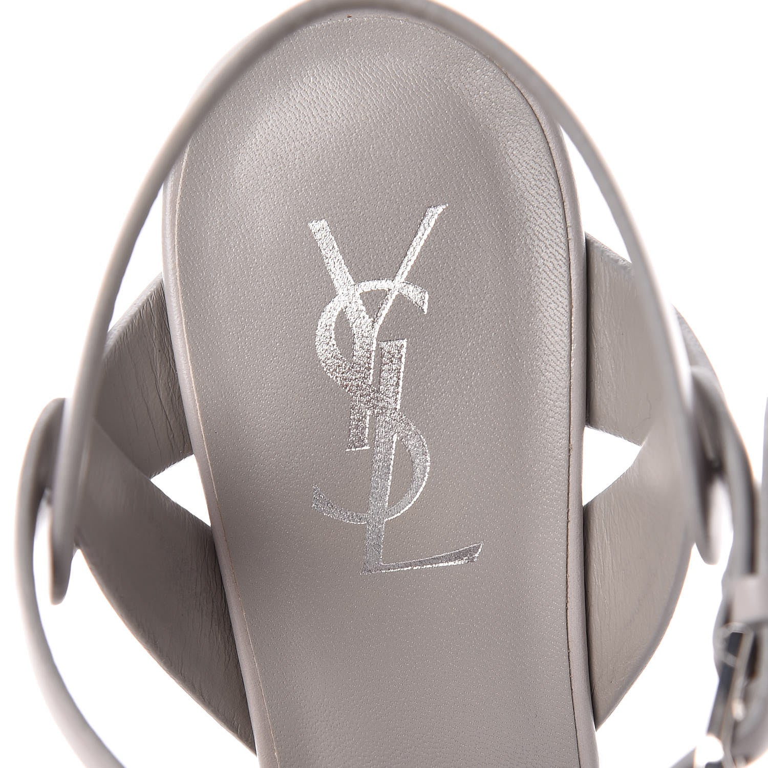 Saint Laurent Calfskin Tribute 75 Platform Sandals 38.5 Oyster Gray 6 of 9