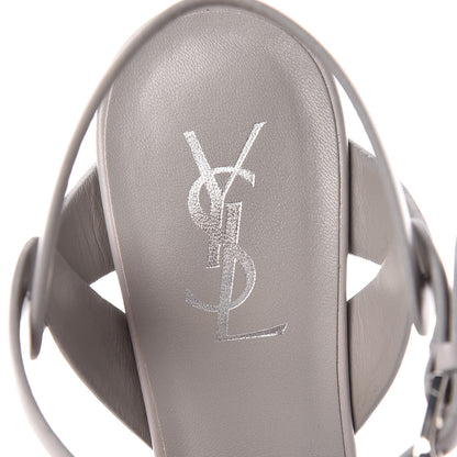 Saint Laurent Calfskin Tribute 75 Platform Sandals 38.5 Oyster Gray 6 of 9