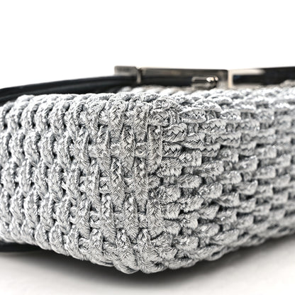 Tom Ford Calfskin Woven Satin Medium 001 Chain Shoulder Bag Silver 7 of 9