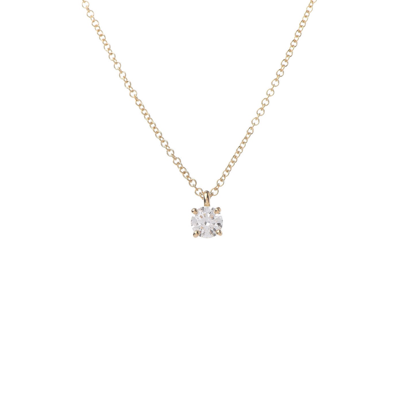 18K Yellow Gold Diamond .29ct Solitaire Pendant Necklace